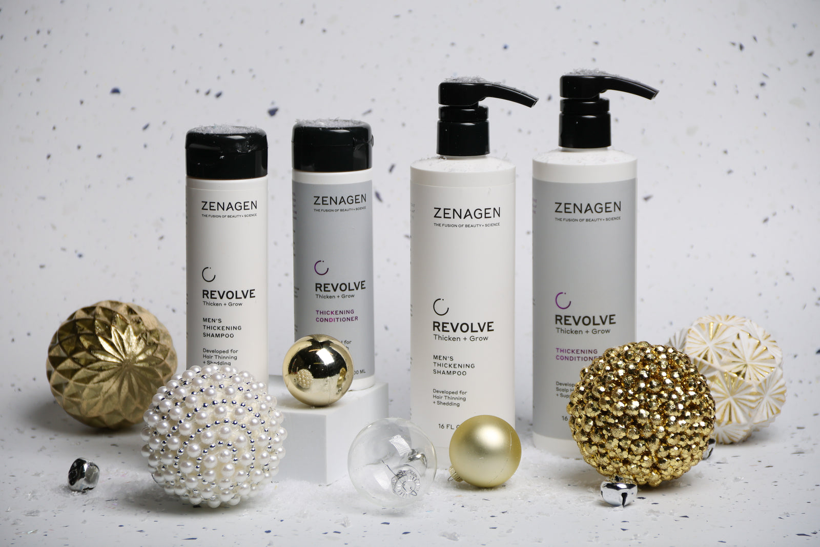 Zenagen revolve hair loss product bottles